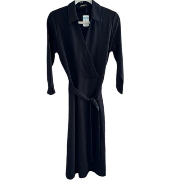 J. McLaughlin Dress NWT Verte in Black Faux Wrap Knee Length Size Large - Picture 10 of 10